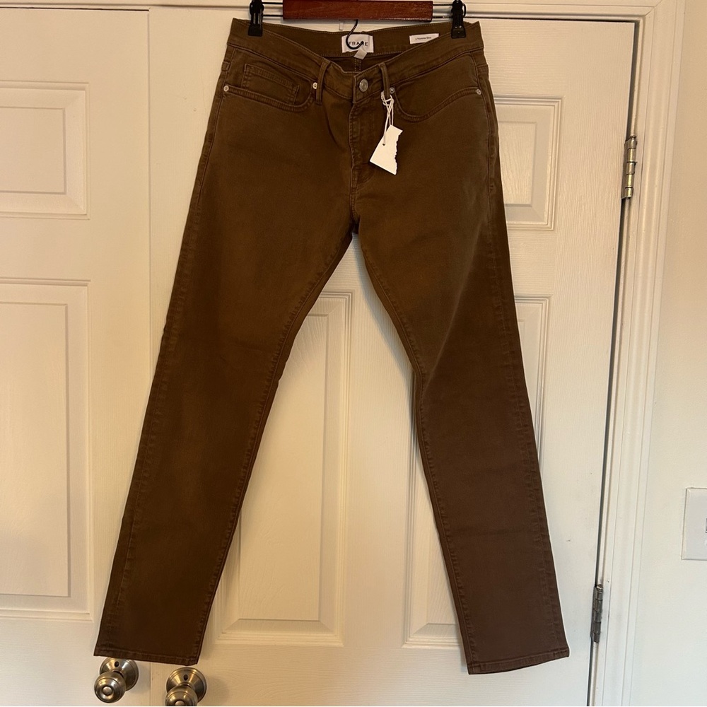 NWT Frame L'Homme Slim Brushed Twill Size 31 Brown Jeans - Picture 2 of 8